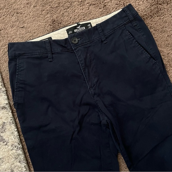 Bundle Two Hollister Skinny Chino Pants Navy Blue Khaki Workwear Preppy Frat 30 - Picture 6 of 7